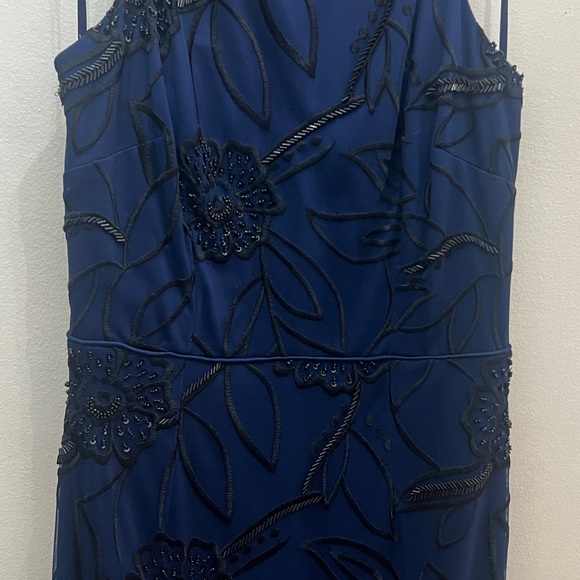 Aidan Mattox Midnight Blue sequins sleeveless Floral Maxi Dress - Picture 11 of 11